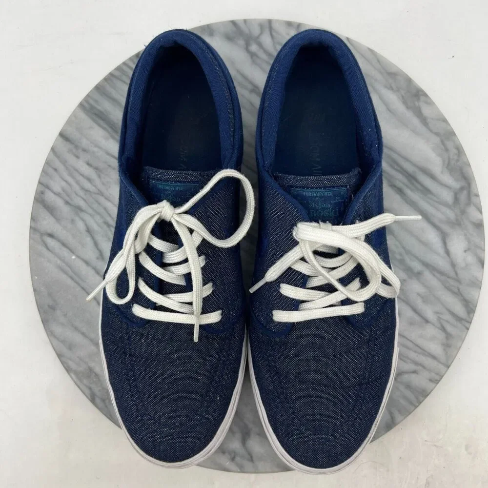 Nike Stefan Janowski Sneakers Mens 10 Blue Denim Canvas Low Top Skater Shoes